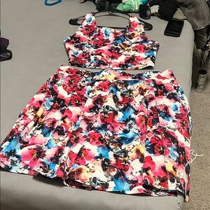 Torrid Pink and Blue Floral 2 Piece Mini Dress